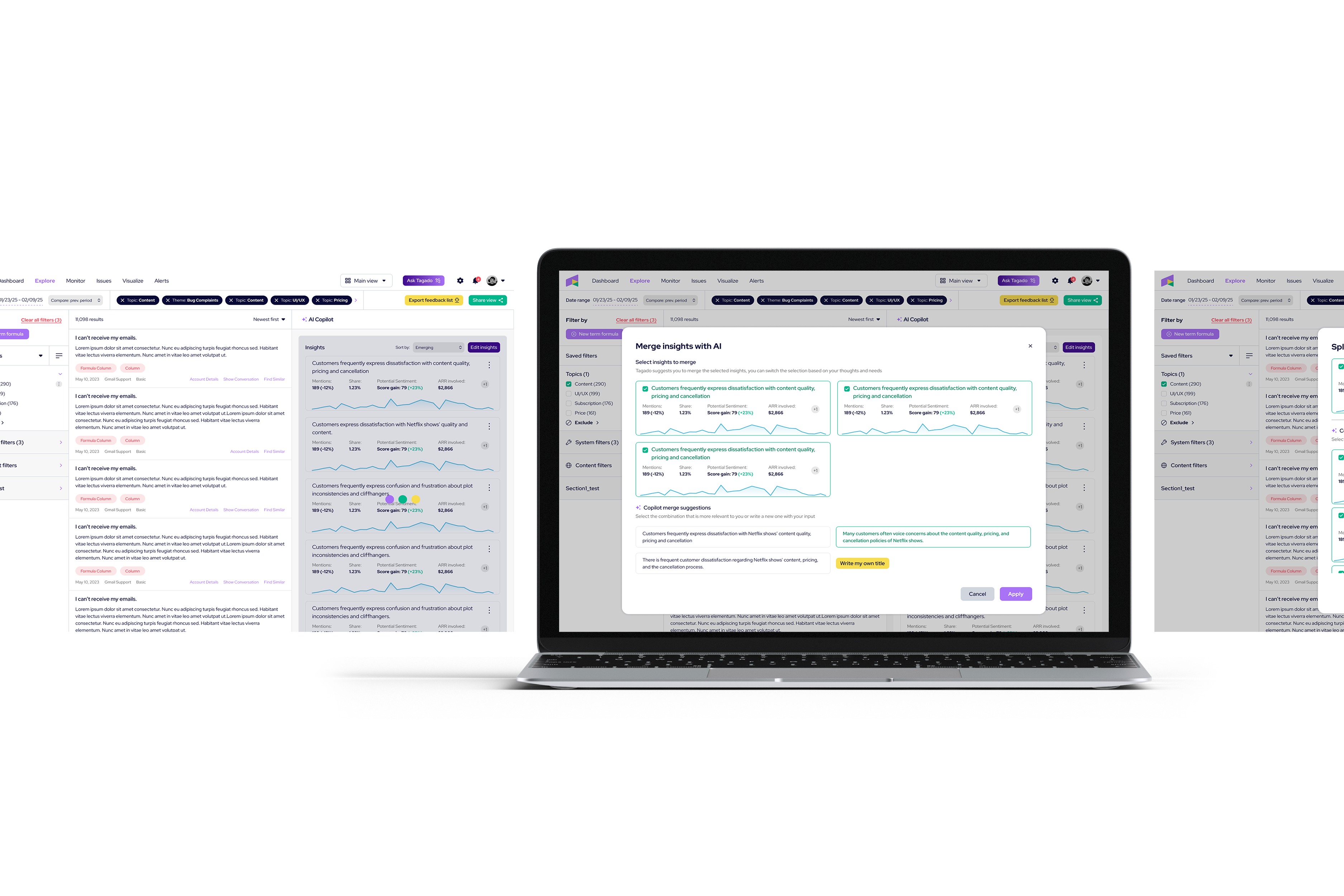 Merge or Split Insights design mockup